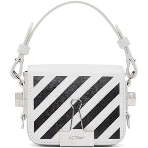 Off White Baby Diagonal Stripe Flap Crossbody Bag